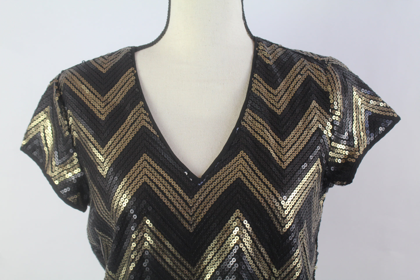 Black/Gold Women's Sequin Dress Size Small