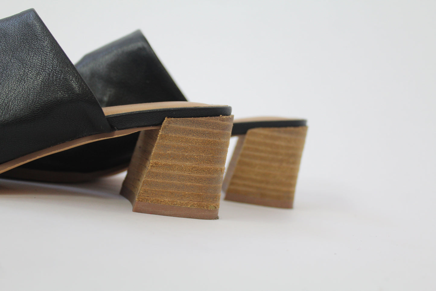 Black Pleather Mules - Size 7