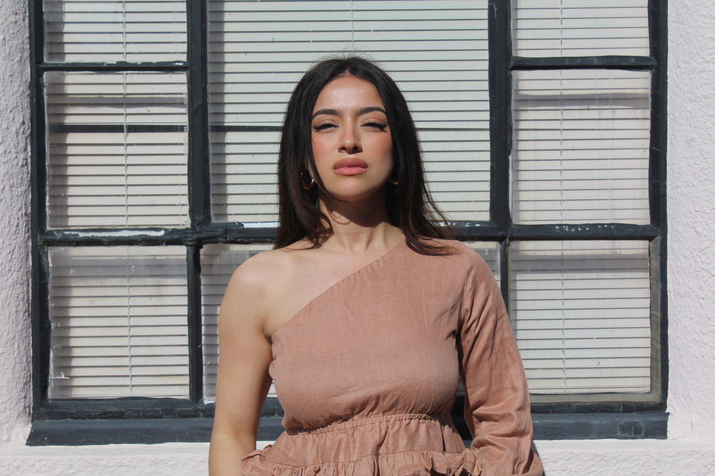 Palm Collective Tan Linen Mini Dress