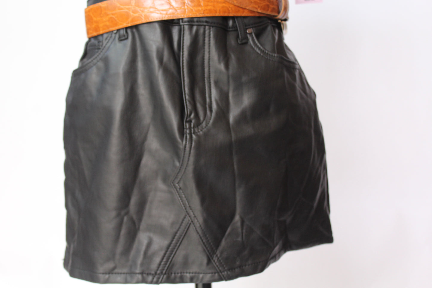 REWASH Black Pleather Mini Skirt Medium
