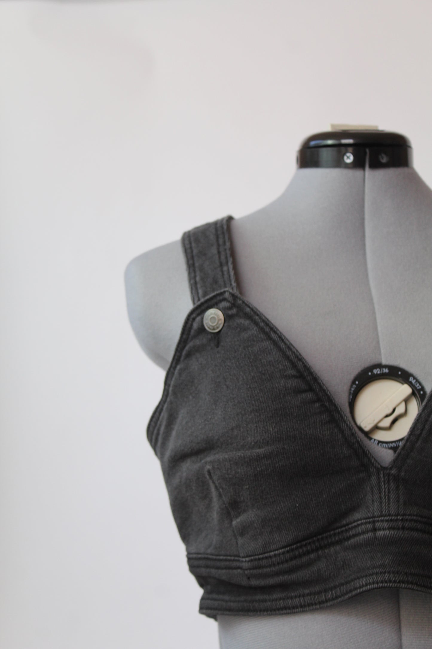 Women's Denim Crop Top - Black and Floral