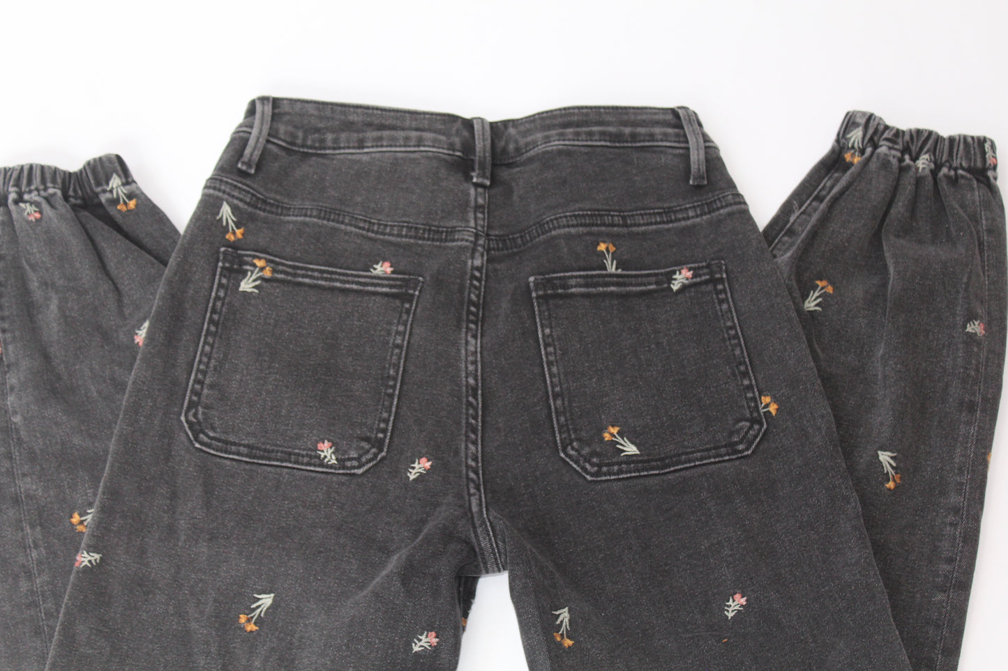 DRIFTWOOD Embroidered Black Floral Denim Medium