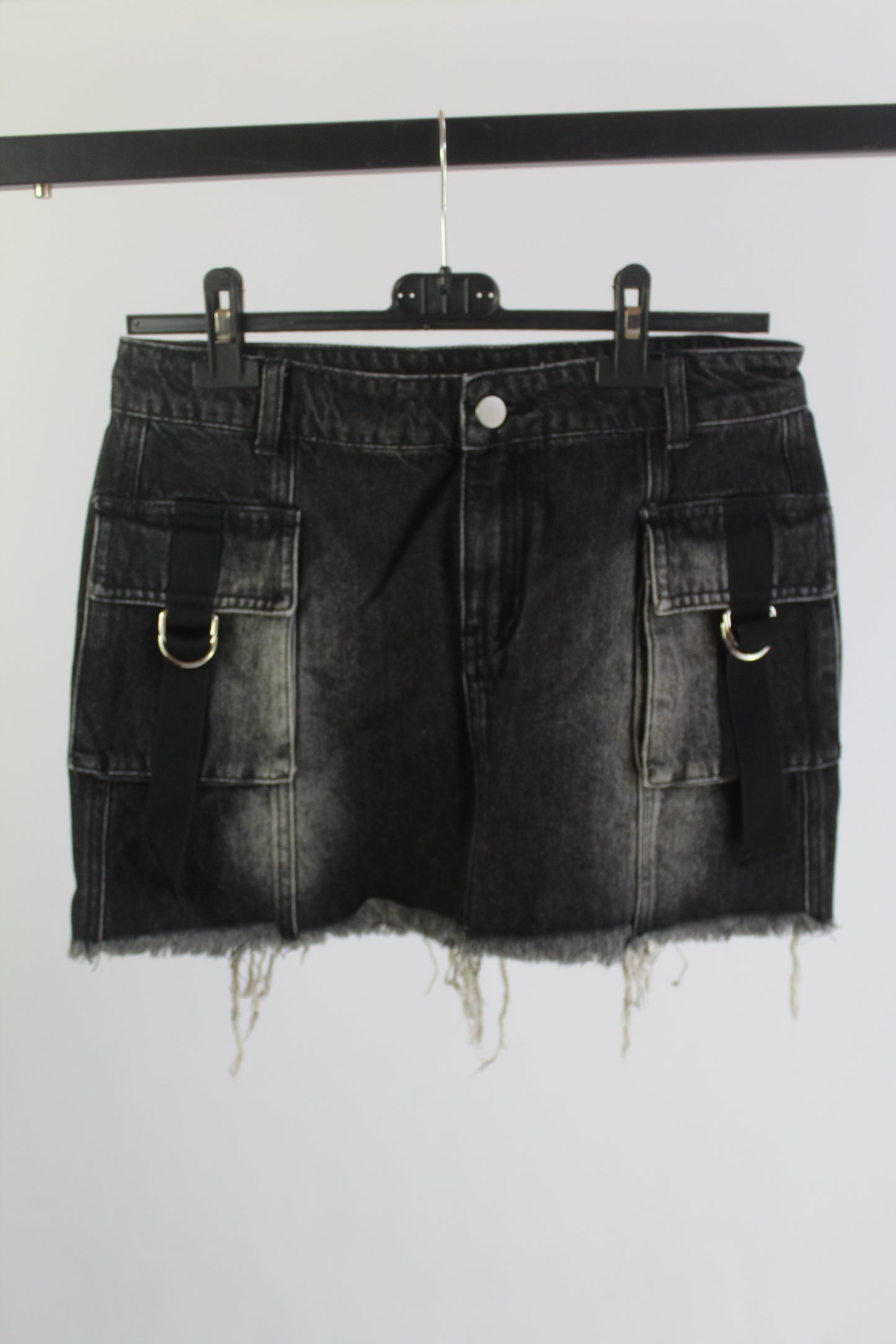 Current Mood Distressed Denim Black Mini Skirt Women's Size Medium