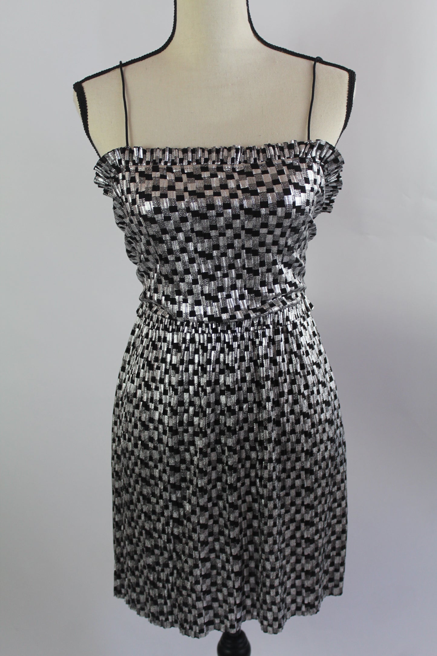 Zara Silver Patterned Mini Cocktail Dress - Small