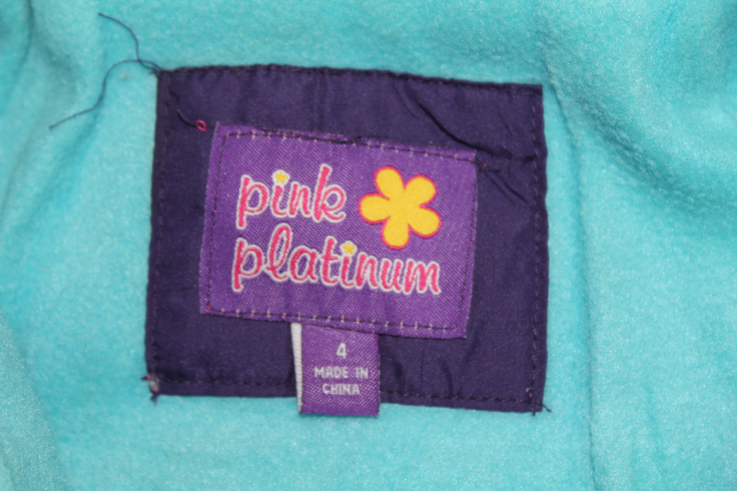 Girls Pink Platinum Turquoise Fleece Jacket – Size 4