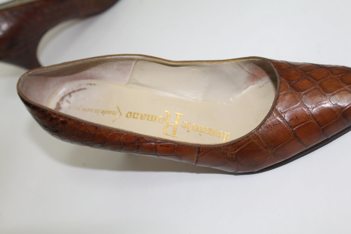 Women’s Donnatello Romano Brown Embossed Leather Heels – Size Unknown