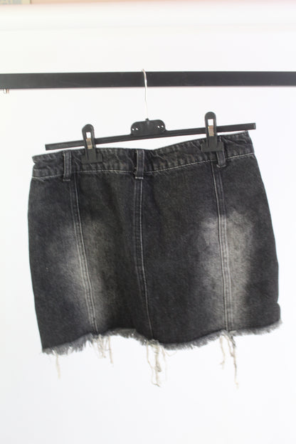 Current Mood Distressed Denim Black Mini Skirt Women's Size Medium