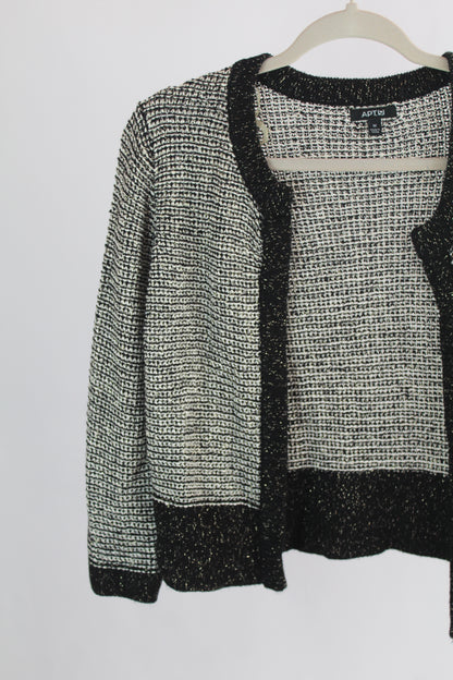 Women's Cropped Black/White Cardigan Size Small