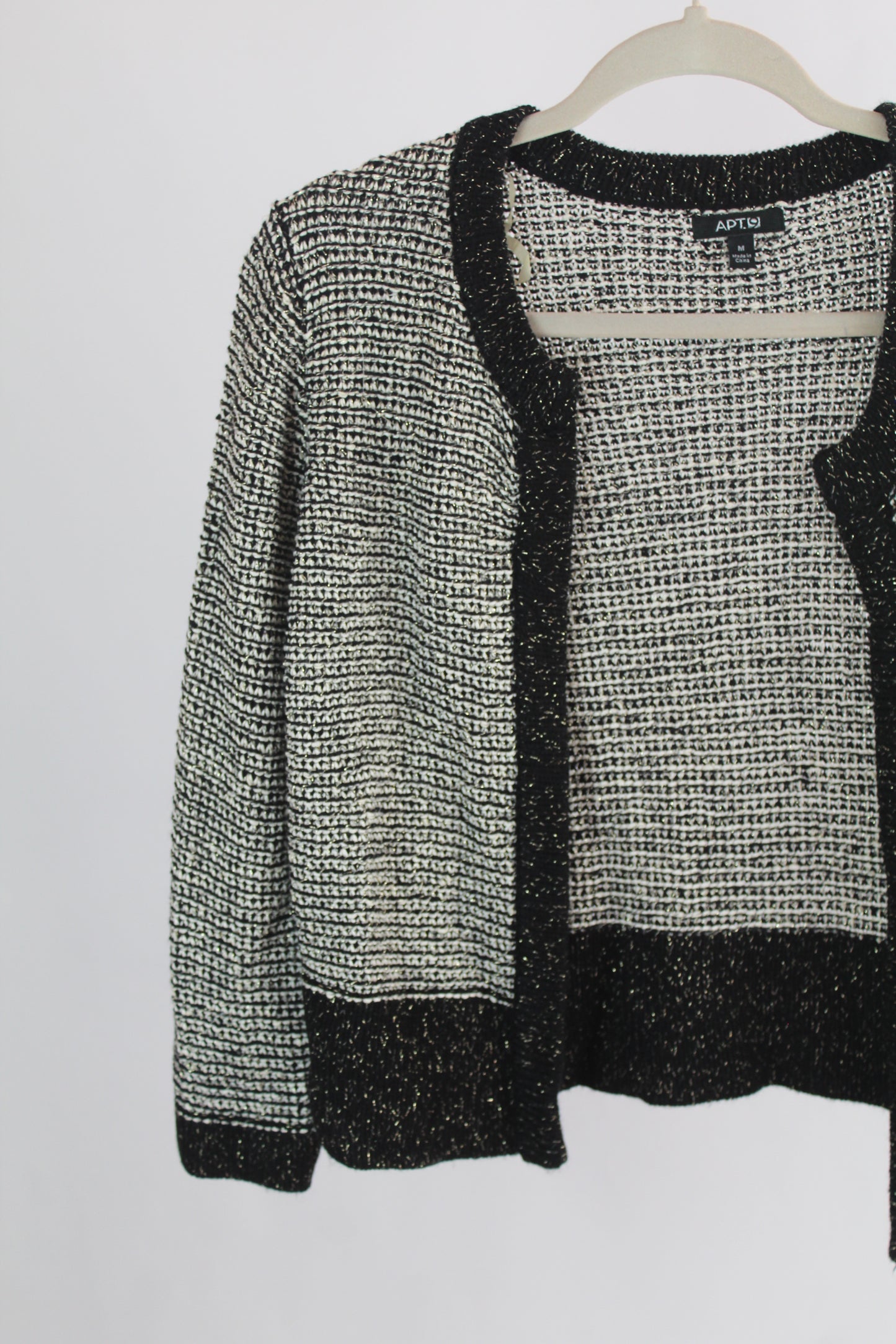 Women's Cropped Black/White Cardigan Size Small