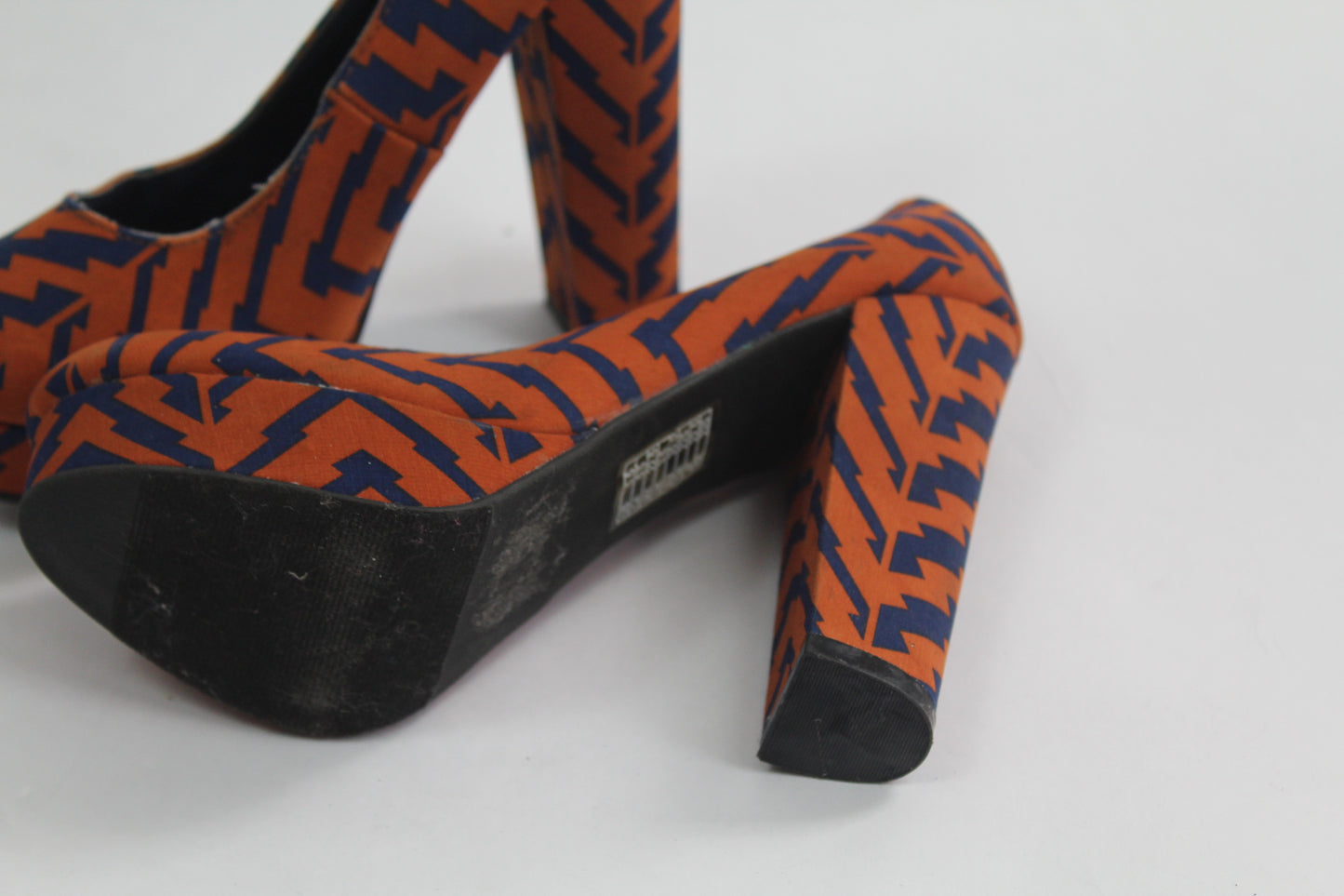 Women's Orange Zebra Block Heels Size 5.5