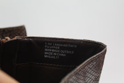 Women's Brown Pleather Snake Boots Size 6.5