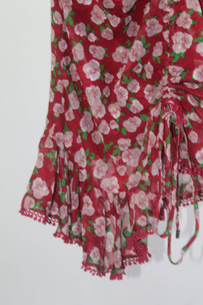 Women's Dark Pink Red/Pink Floral Dress Size 2