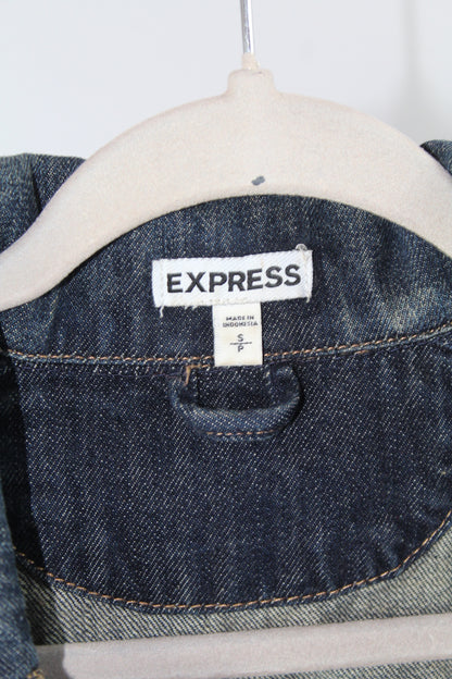 Women's Express Blue Cropped Denim Jacket Size Small