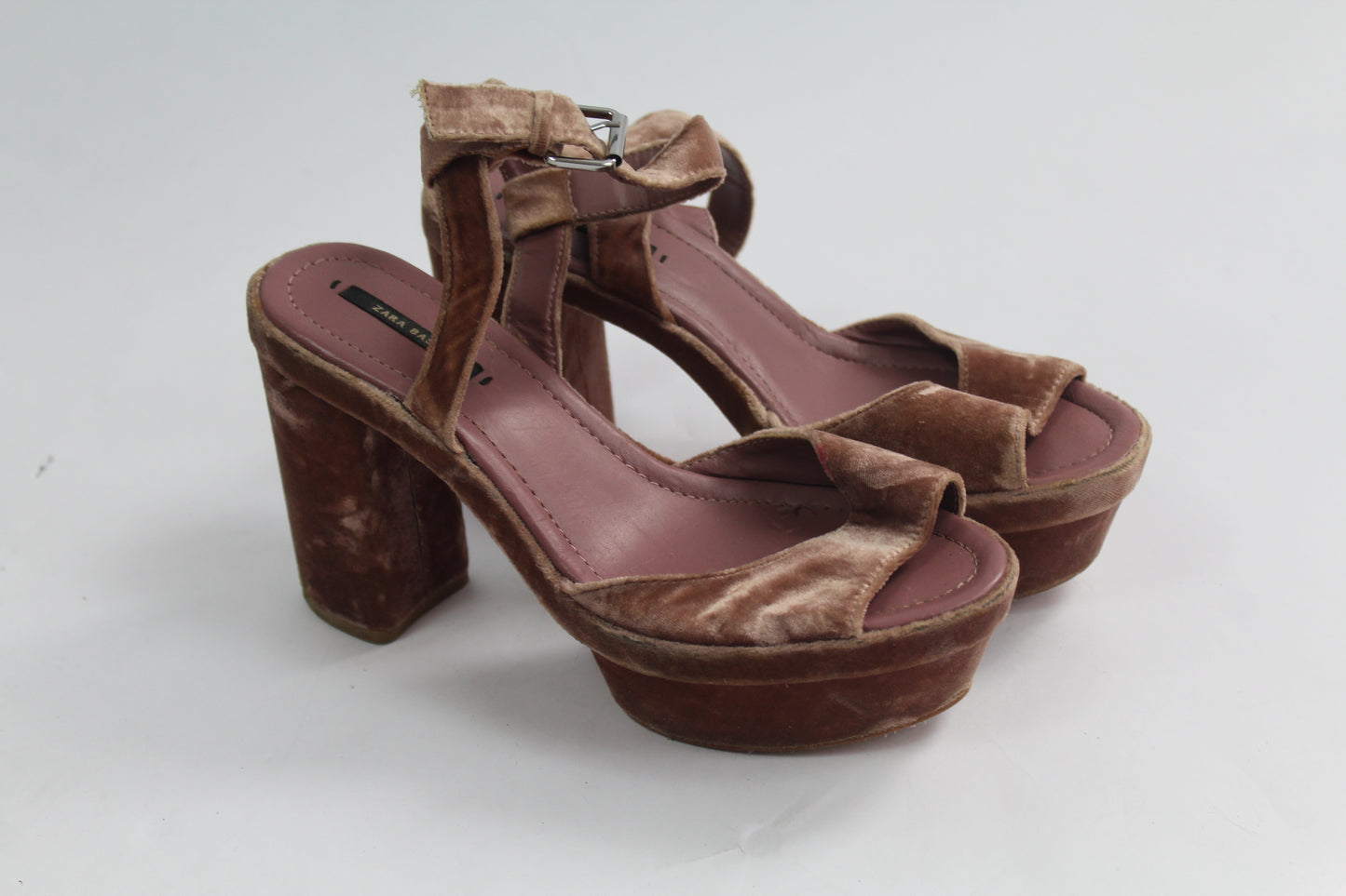 Women's Zara Velvet Chunk Heels Size ?