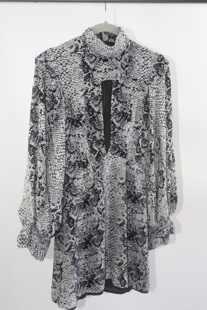 Grey/Black Women's River Island Snake Print Mini Dress Size 6