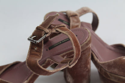 Women's Zara Velvet Chunk Heels Size ?