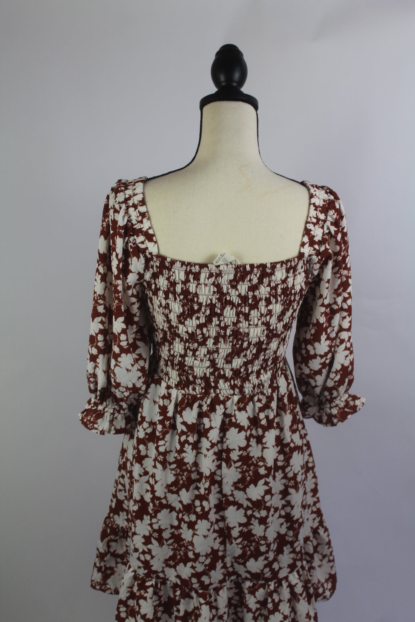 White and Brown Floral Mini Dress Jessica Simpson Size Small