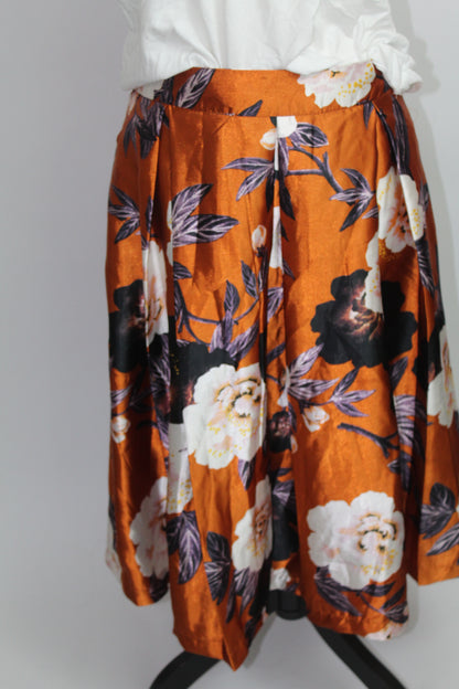 Women’s “Truly 4 You” Orange Floral Print Boho Skirt – Size Medium
