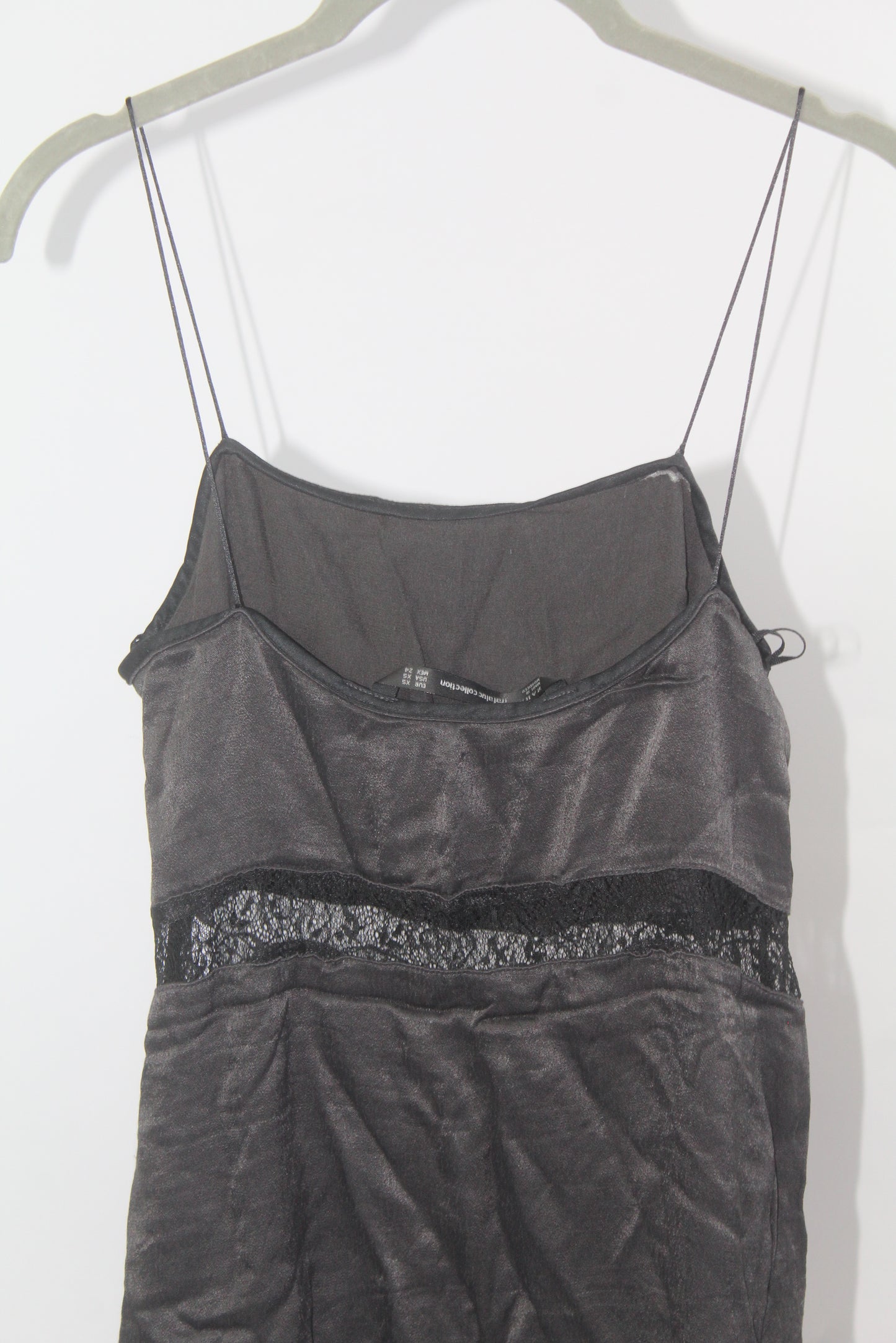 Zara Trafaluc Collection Black Satin Mini Dress Size XS