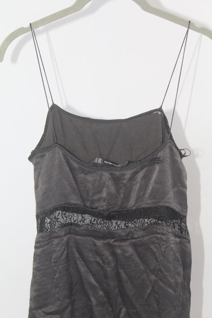 Zara Trafaluc Collection Black Satin Mini Dress Size XS