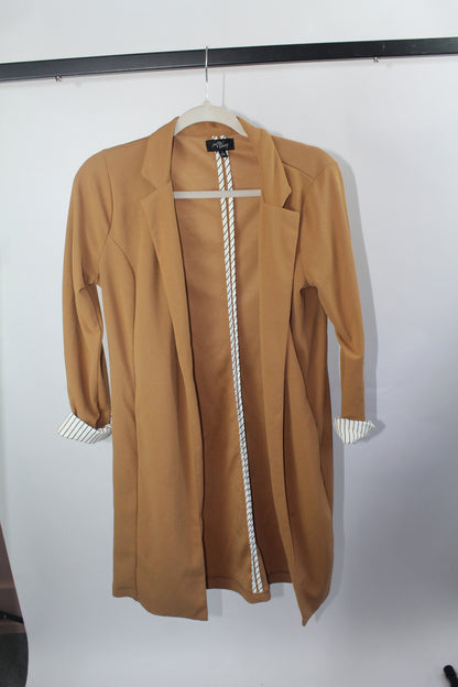 Women's Tan Long Blazer Cardigan Size Small