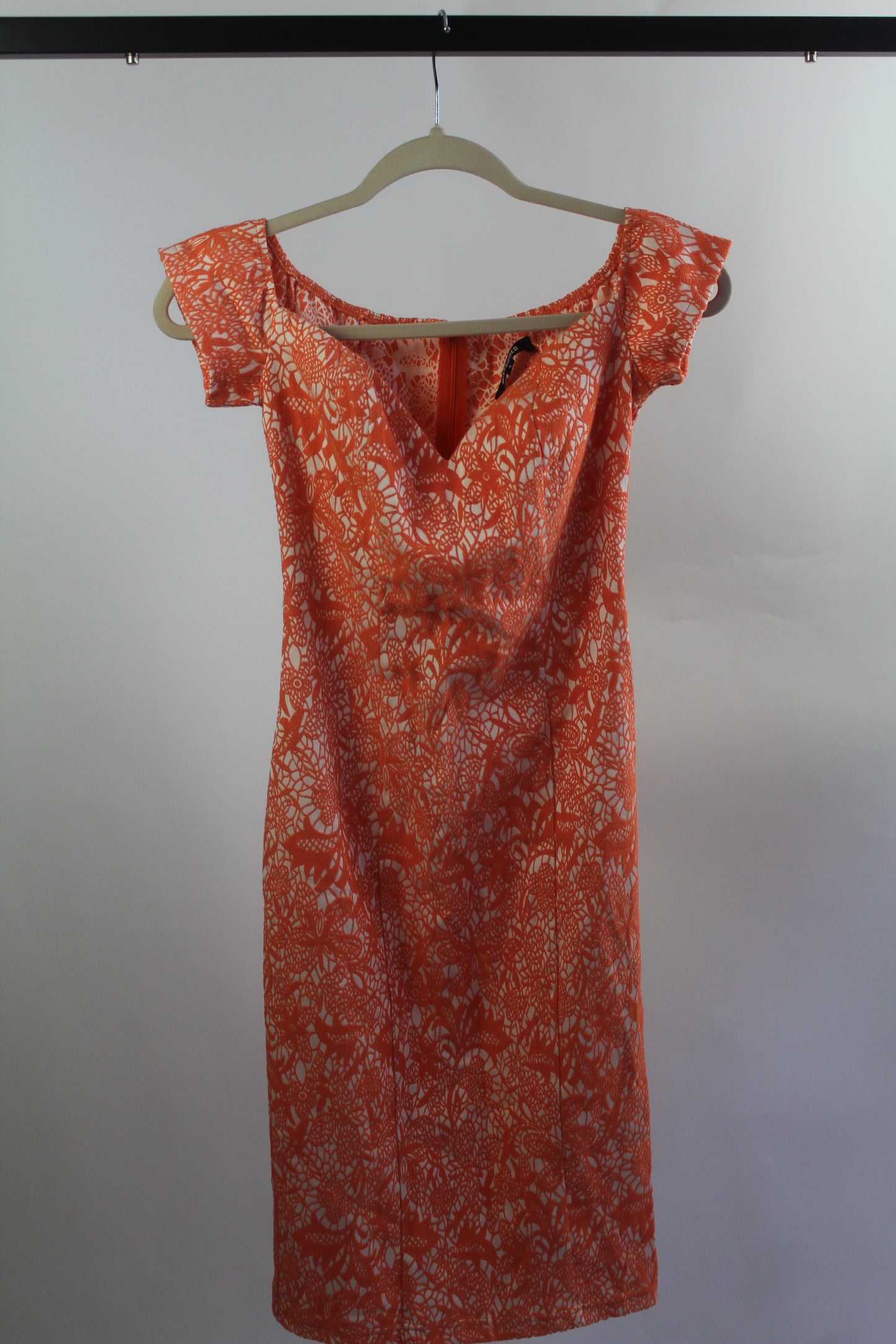 Orange Floral Missguided Women's Midi Dress Size Small