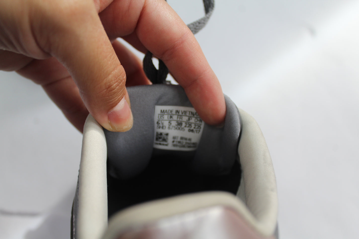 Women's Grey/Pink Striped Sneakers Size 6.5