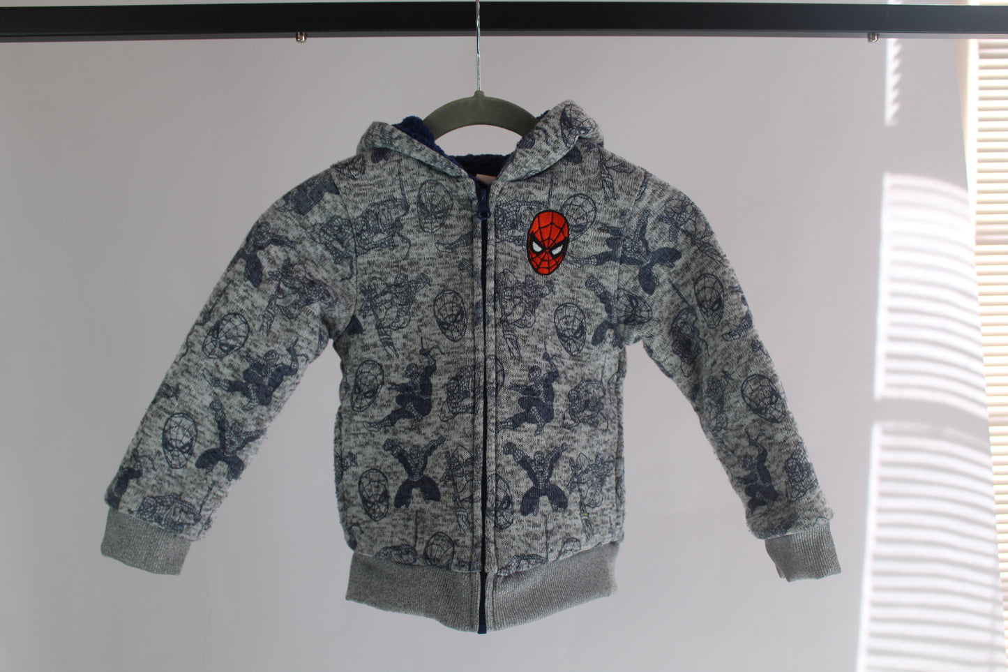 Boys Grey/Blue Marvel Spiderman Zip-Up Hoodie Size 5