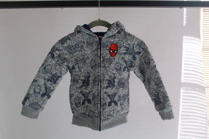 Boys Grey/Blue Marvel Spiderman Zip-Up Hoodie Size 5