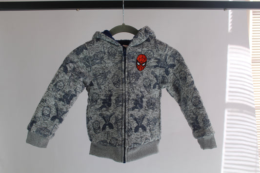Boys Grey/Blue Marvel Spiderman Zip-Up Hoodie Size 5