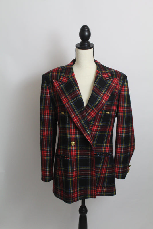 Women's Plaid Vintage Blazer by Siorgio Sari Angelo Size Small
