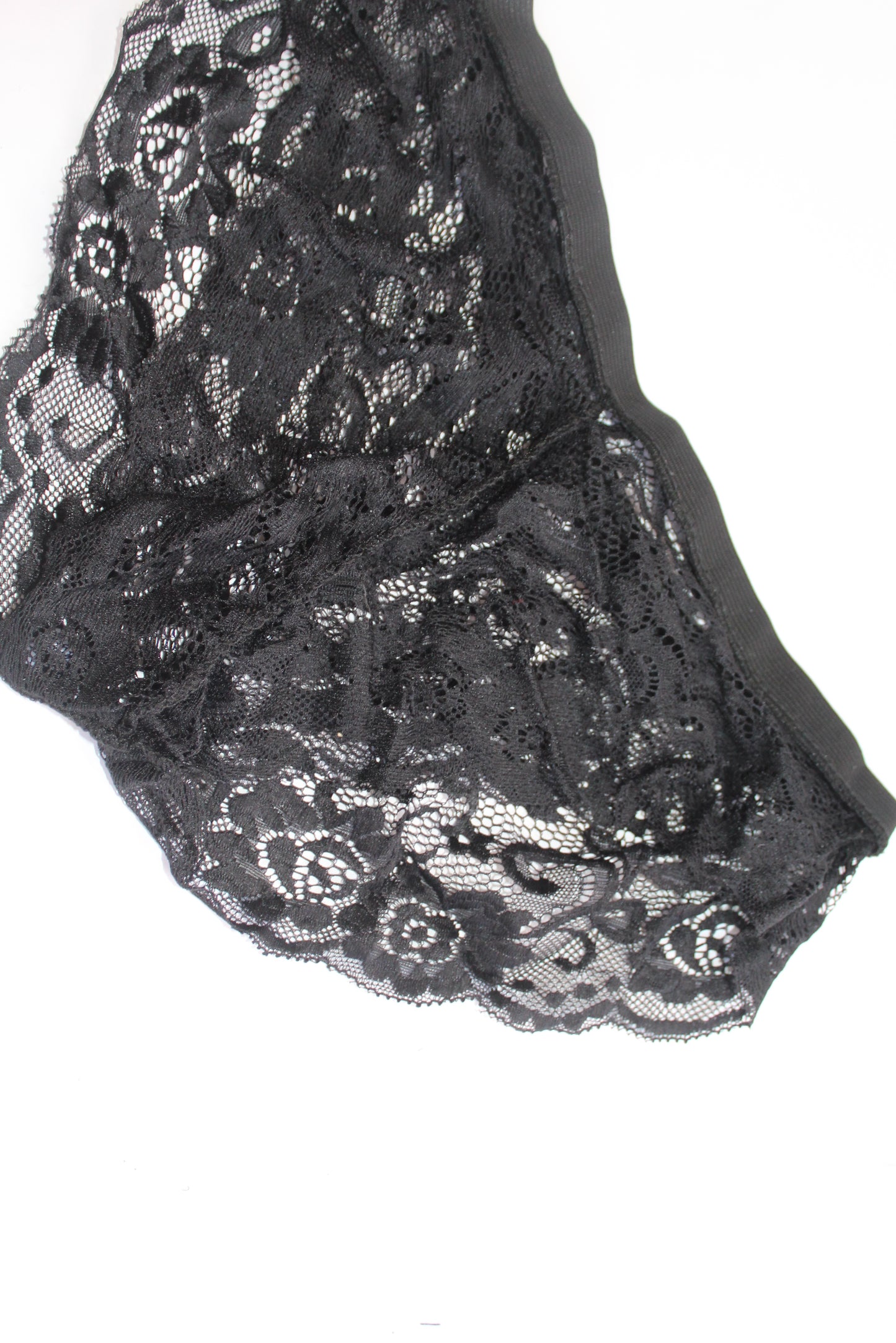 Black Lace Lingerie Block Top w/Underwear - Thrifted New in Bag - Sizes Vary