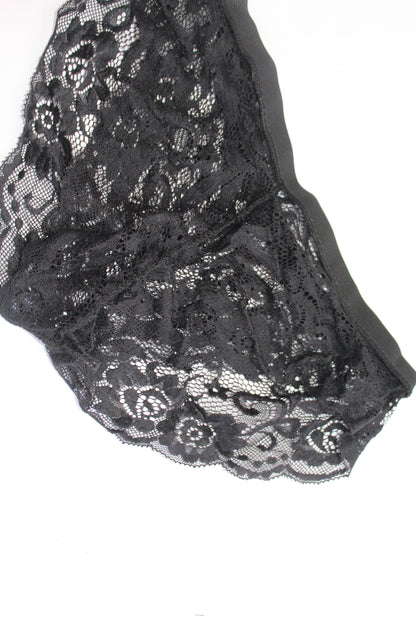 Black Lace Lingerie Block Top w/Underwear - Thrifted New in Bag - Sizes Vary