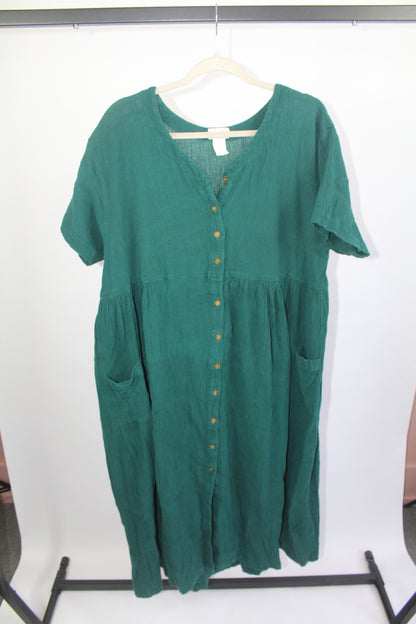 Women's Vintage Maxi Green Dress Laurel Rose Size Large