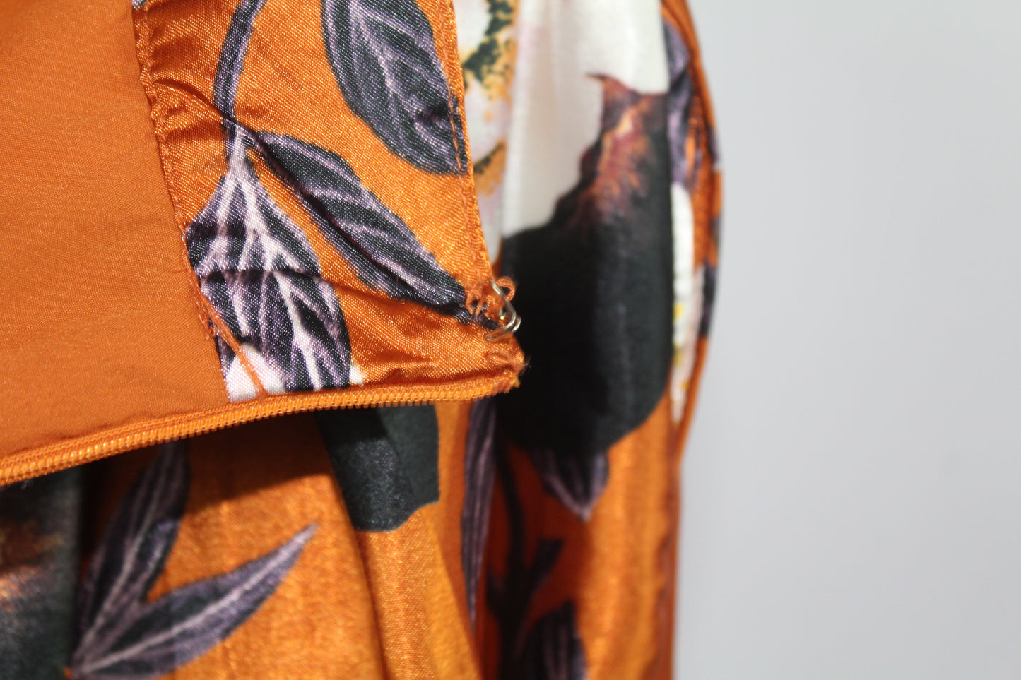 Women's Midi Orange Floral Skirt Size M