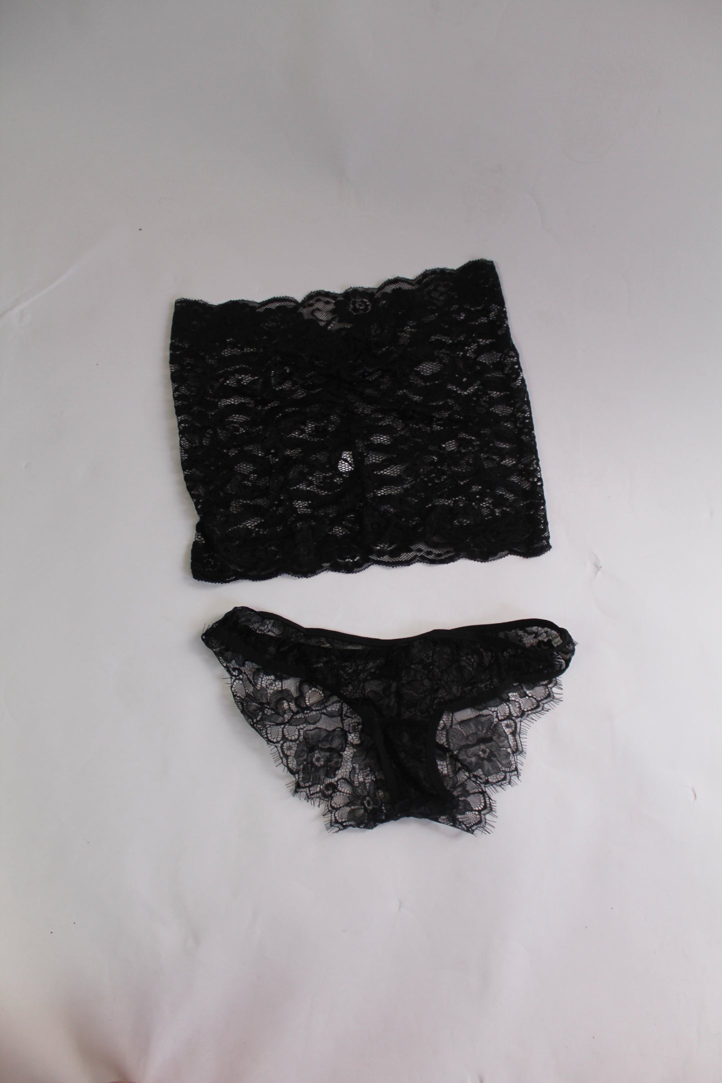 Black Lace Lingerie Block Top w/Underwear - Thrifted New in Bag - Sizes Vary