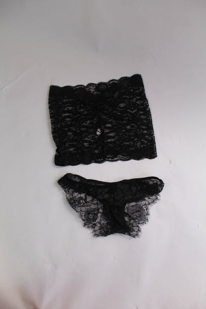 Black Lace Lingerie Block Top w/Underwear - Thrifted New in Bag - Sizes Vary
