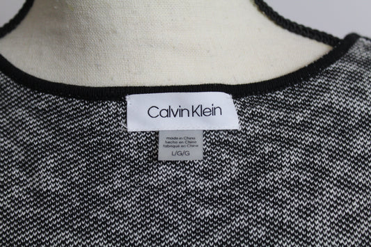 Women’s Calvin Klein Black & White Textured Knit Top – Size Large