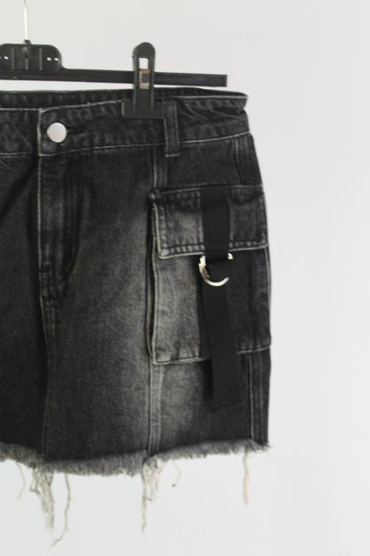 Current Mood Distressed Denim Black Mini Skirt Women's Size Medium