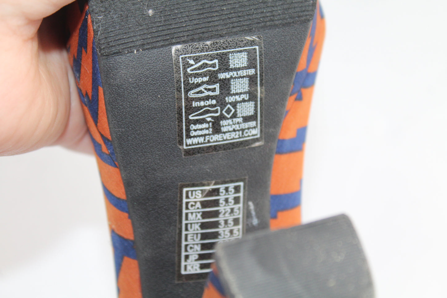 Women's Orange Zebra Block Heels Size 5.5