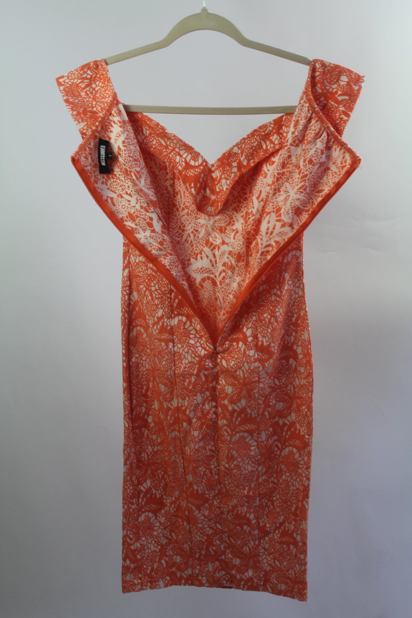 Orange Floral Missguided Women's Midi Dress Size Small