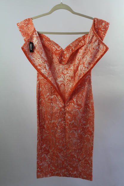 Orange Floral Missguided Women's Midi Dress Size Small
