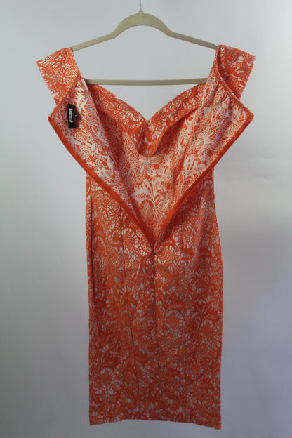 Orange Floral Missguided Women's Midi Dress Size Small