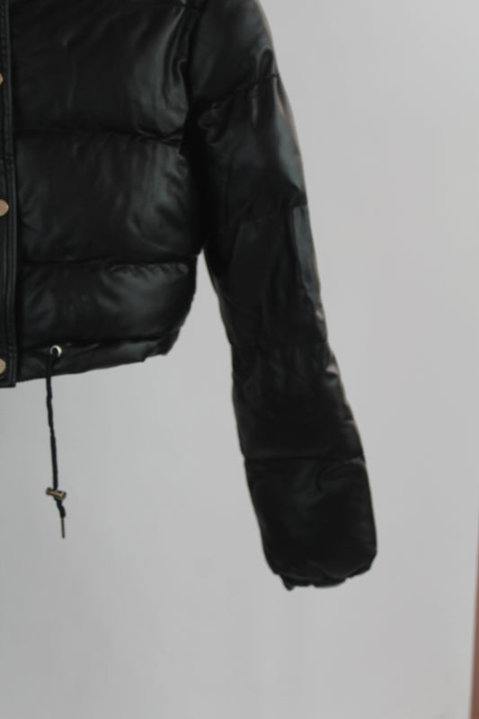 Women's Black Adika Cropped Puffer Jacket Size Small