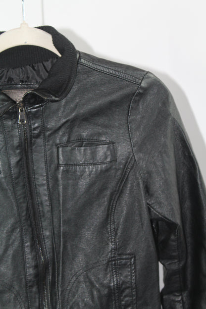 Cavalini Black Leather Jacket Cropped Jacket Size Small