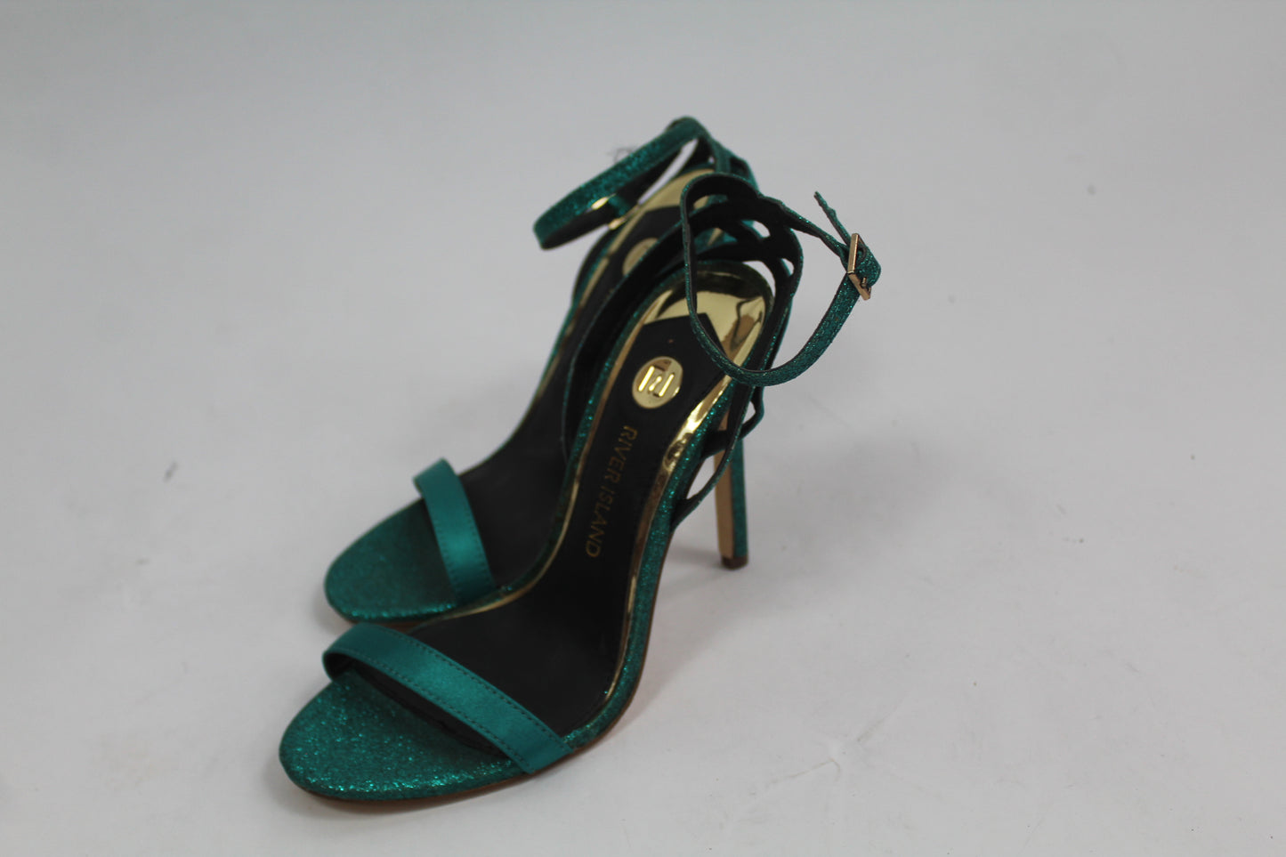 Women's Teal Strap Sparkly Heels Size UK 37 US 6.5/7