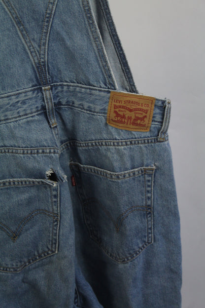 Women's Levi Denim Overalls Partially Distressed Size Medium