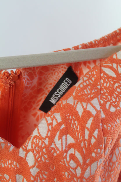 Orange Floral Missguided Women's Midi Dress Size Small