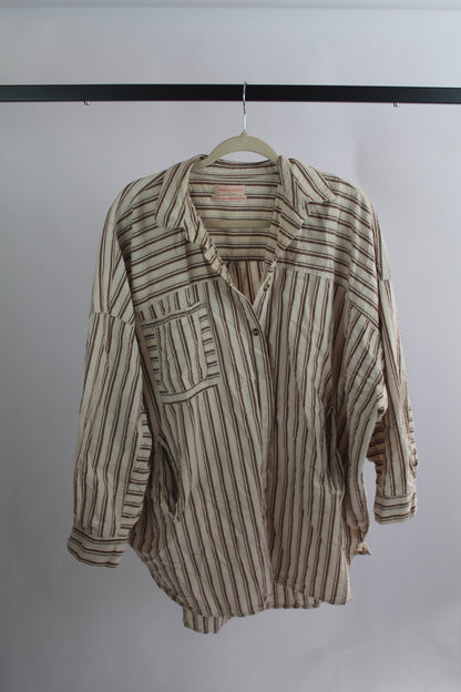 Women's Brown/White Long Sleeve Top Size Medium