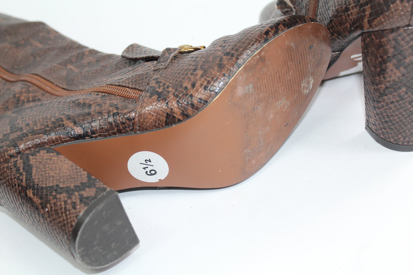 Women's Brown Pleather Snake Boots Size 6.5